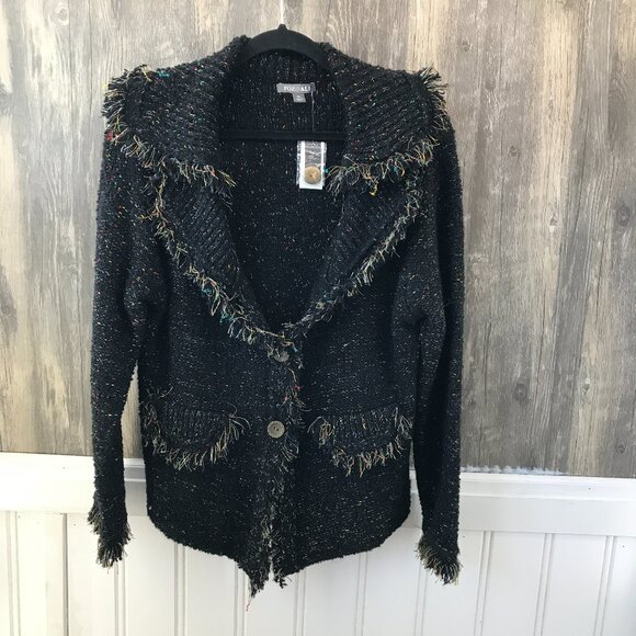 Roz & Ali black multicolored specked knit blazer size XL new with tags - Picture 1 of 5